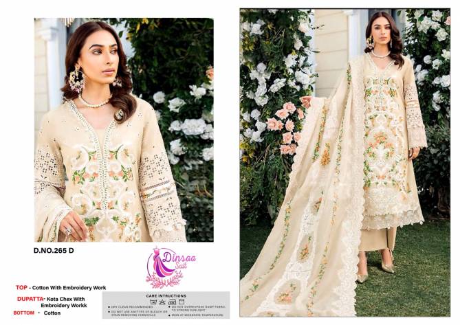 265 A To E Dinsaa Suits Embroidery Cotton Pakistani Suits Wholesale Shop In Surat